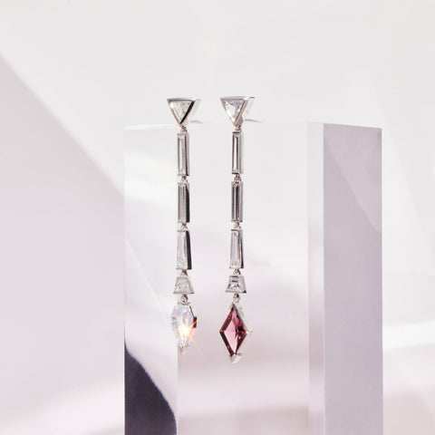 layla kaisi collection custom cut diamond earring studs with custom cut tourmaline product shot