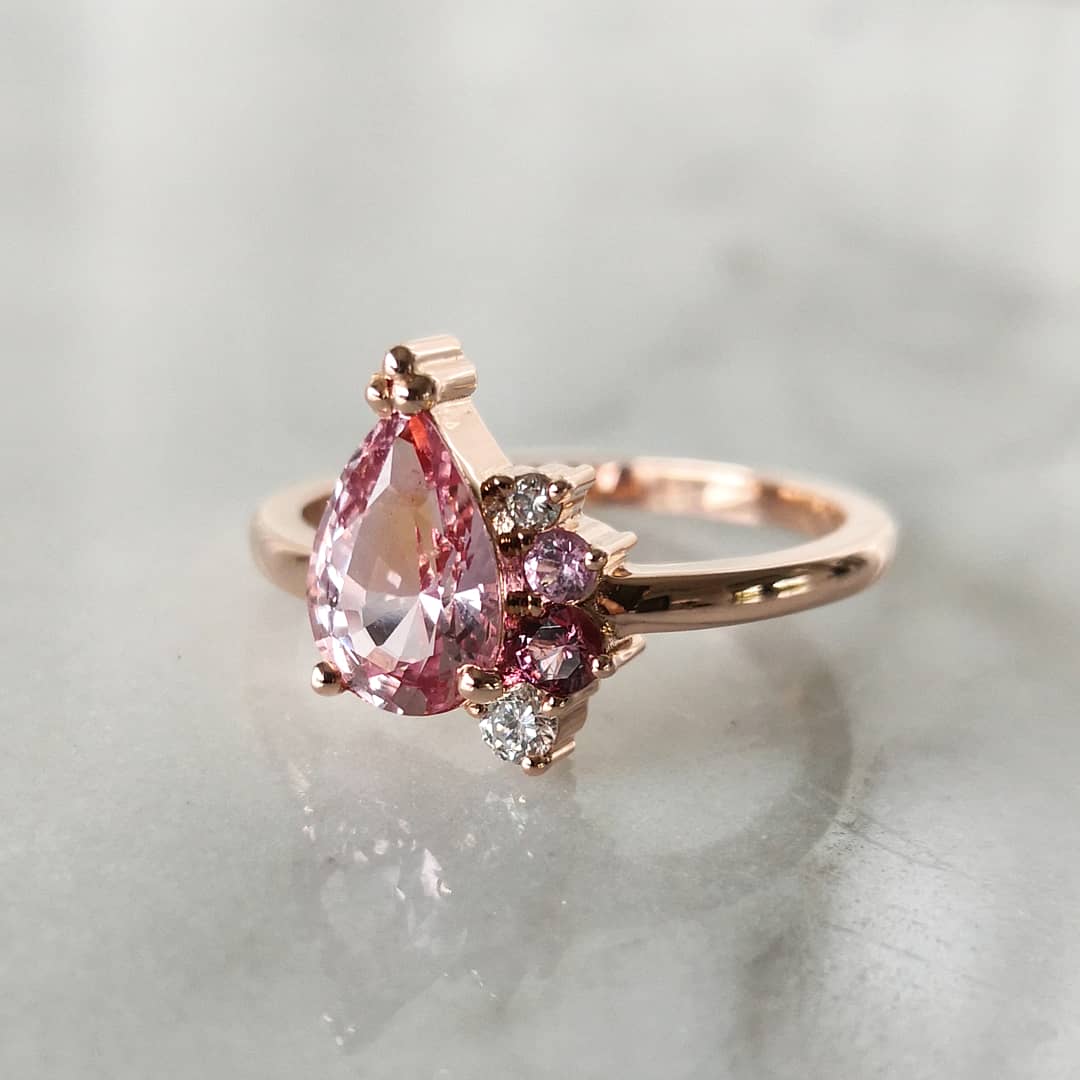 Rose Gold Pear Cut Engagement Ring