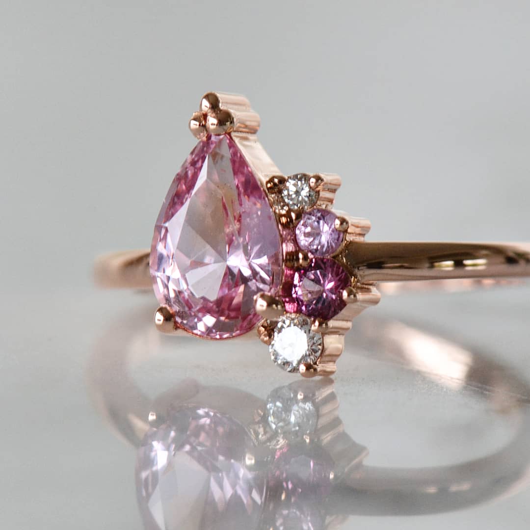 Rose Gold Pear Cut Engagement Ring